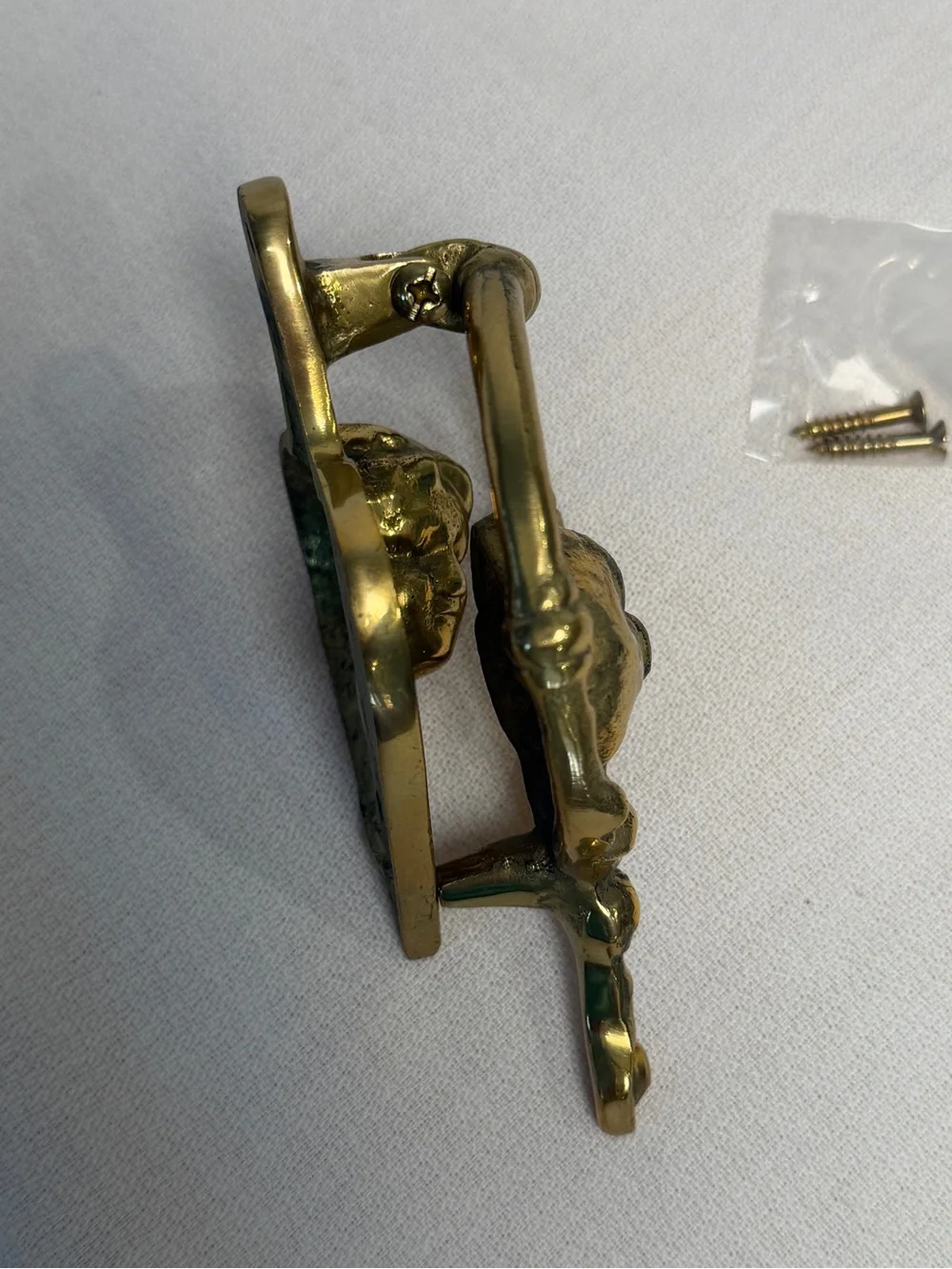 Vintage NOS Brass Colored Sweetheart Kissing Lovers Door Knocker Heart 5” Unused
